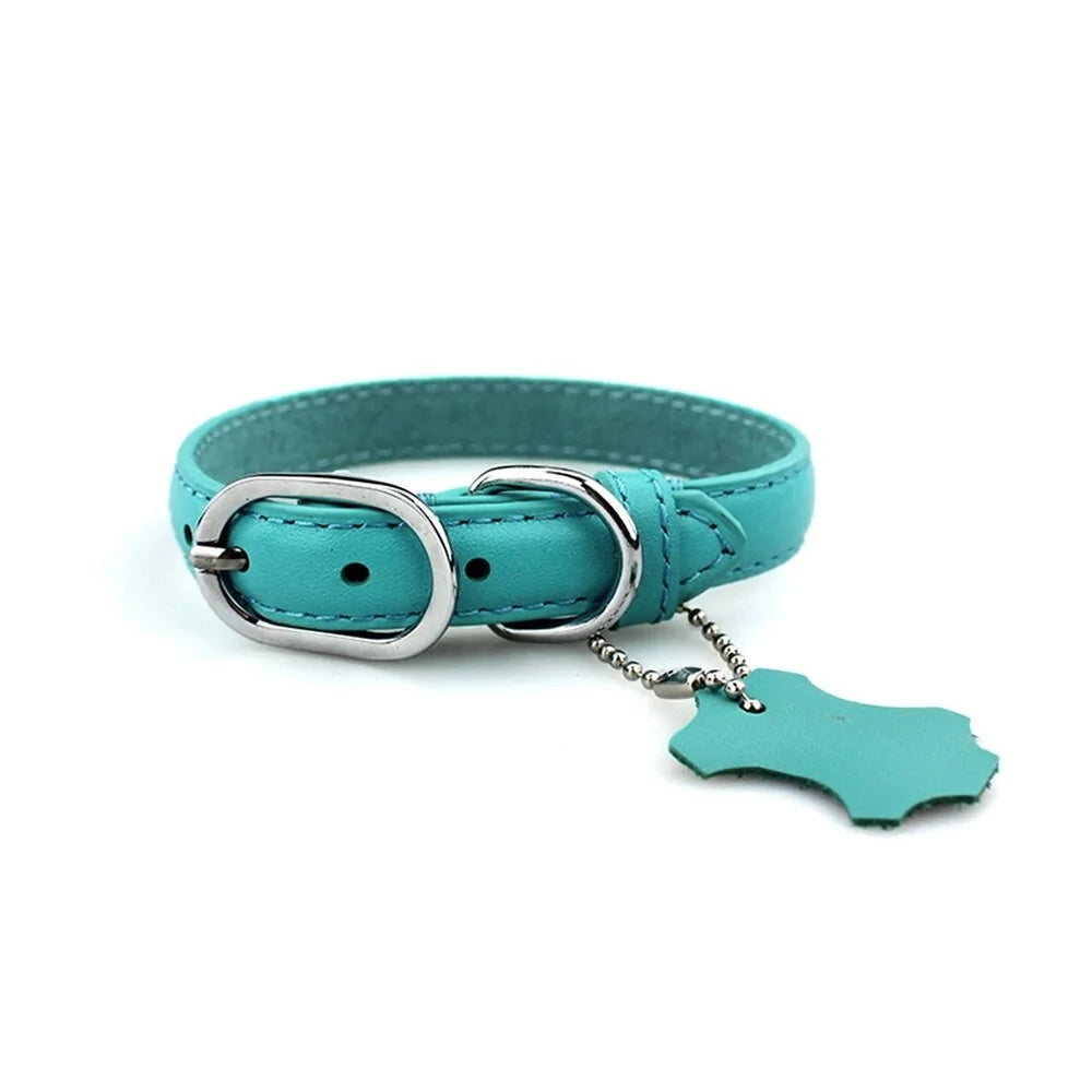 Genuine Leather Dog Collar Personalized Collars For Large Small Dog Pet Solid Collar For Cat Puppy Dog Leash Harness Pet Product