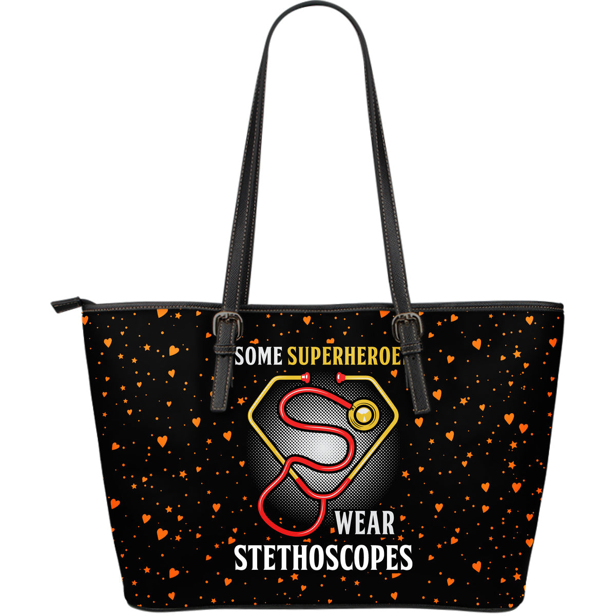 SOME SUPERHEROES WEAR STETHOSCOPES LARGE TOTE BAG