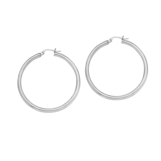 925 Sterling Silver Plain 1.8" Hoop Earrings