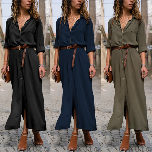 Women Summer V Neck Boho Party Beach Dress Woman Solid  Color Long Maxi Dresses Ladies Holiday Casual Sundress Female Clothes