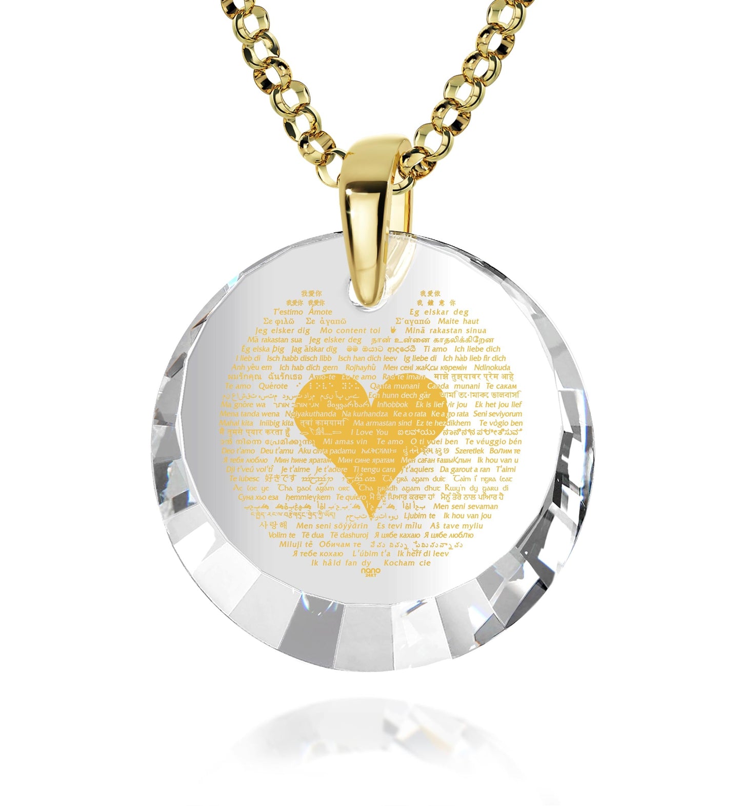 120 Language I Love You Necklace Gold