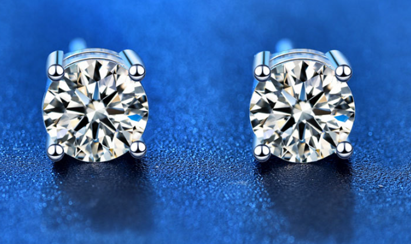 2 Carat 8.0mm D Color Moissanite Stud Earrings