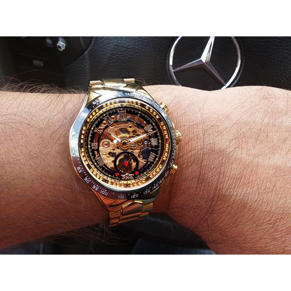 Mechanical Sport Design Golden Men's Watches